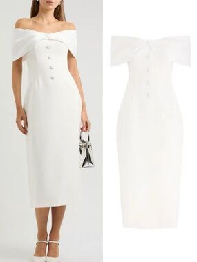 ODD MUSE The Ultimate Muse Bow Midi Dress In White, S